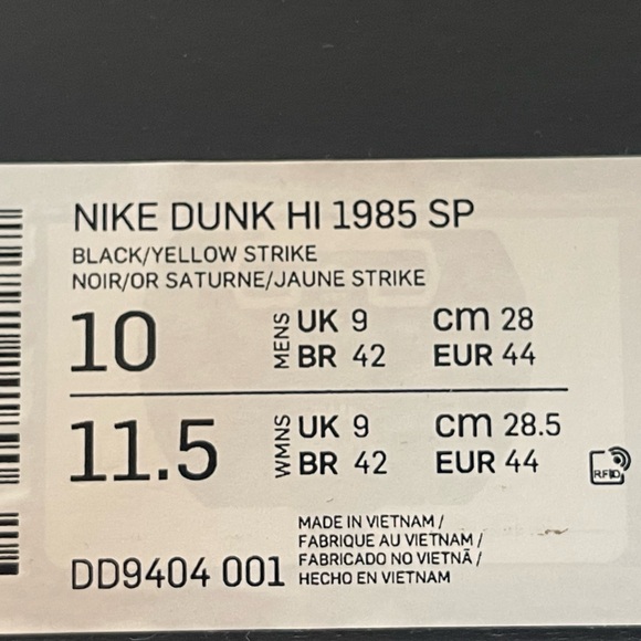 Nike Dunk 1985 High Acid Wash Yellow Sneakers - Picture 12 of 12